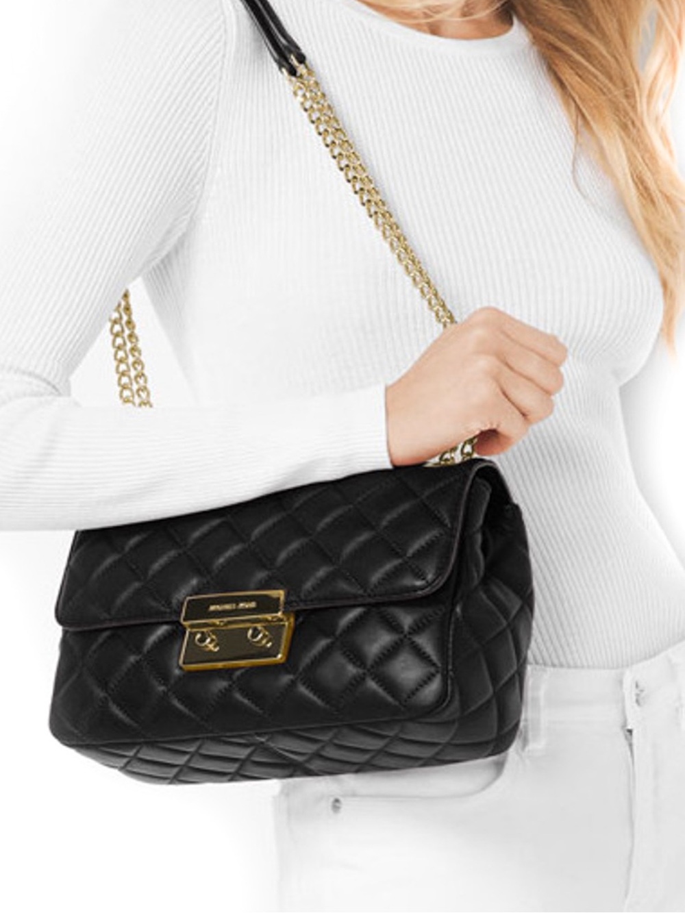 Michael Kors Sloan Black Large Quilted Leather Bag